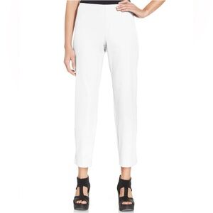 Eileen Fisher White Pull On Slim Fit Pants Size Medium Organic Cotton Stretch